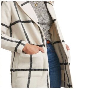 Marine Layer Women’s Liverpool Shawl Collar Coatigan in Cream and Black